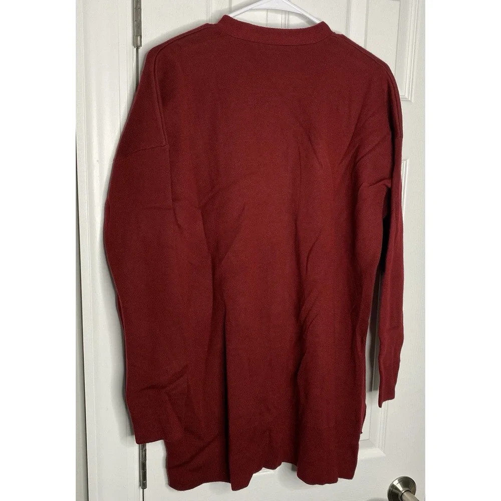 J Crew‎ Women's Merino Wool V Neck Long Line Cardigan Red Size XL - Picture 5 of 8